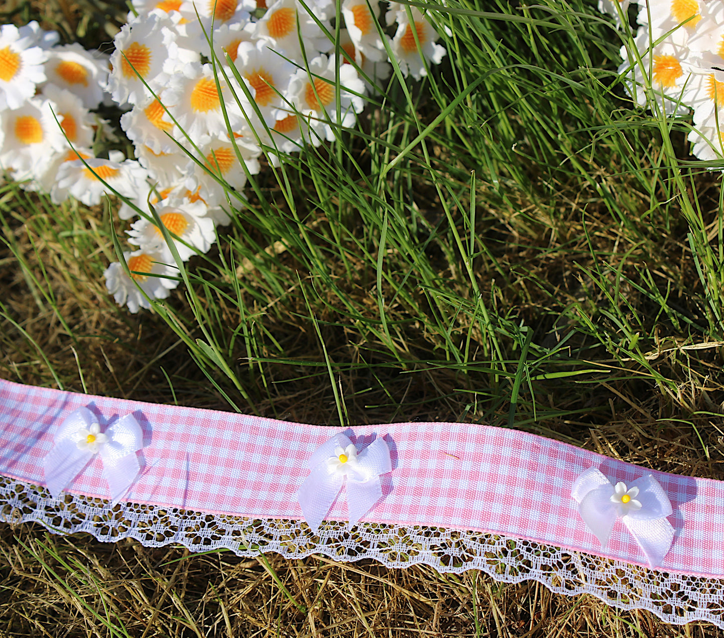 girl brunch pink gingham choker
