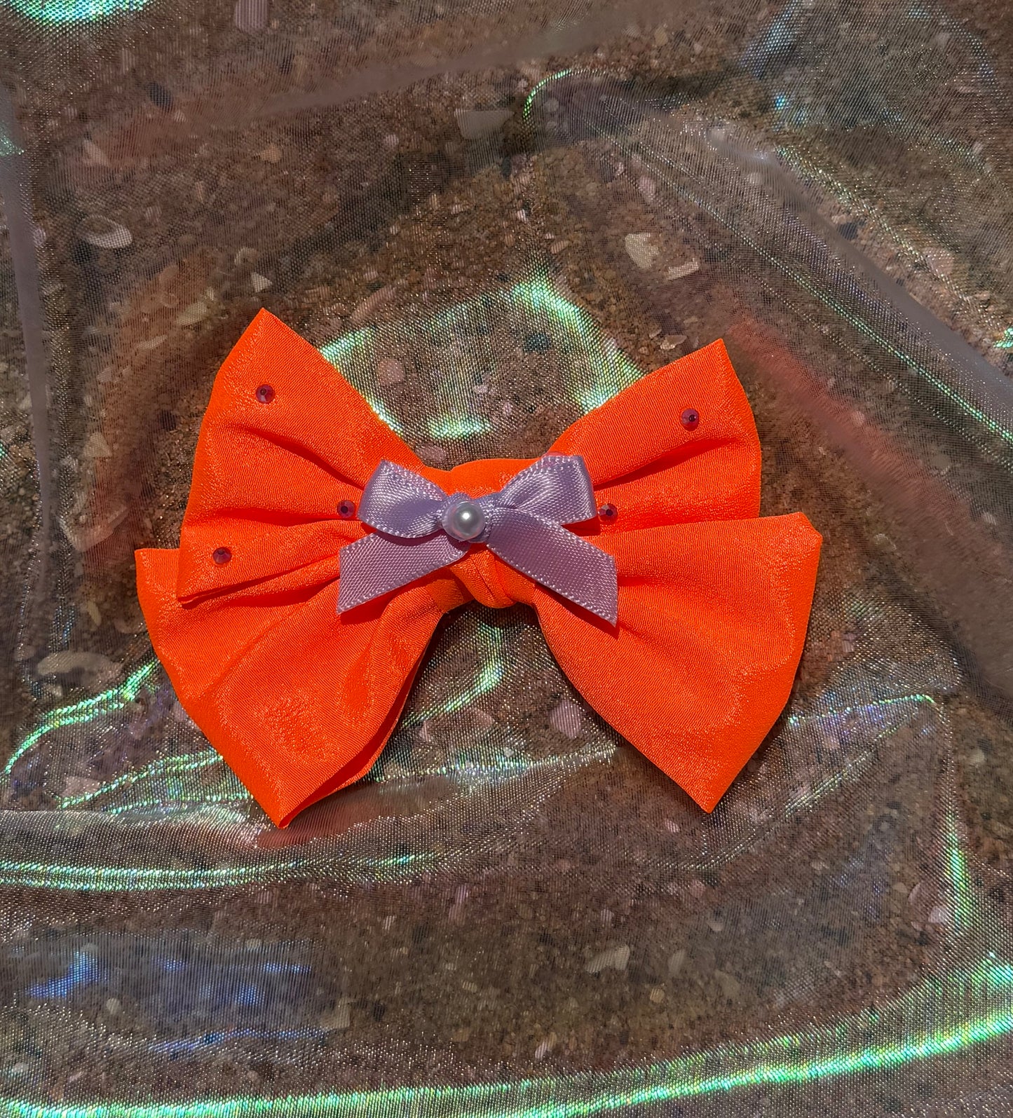 Neon wave bow- orange with purple