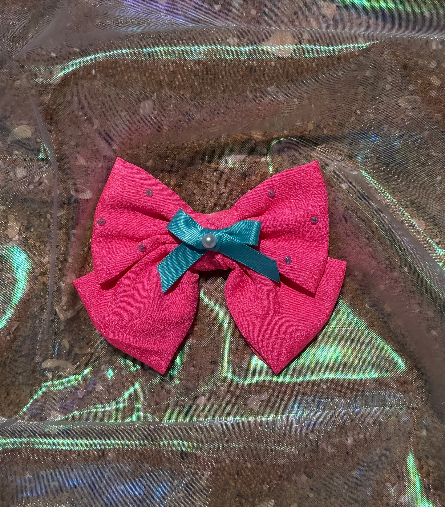 Neon wave bow- pink with blue