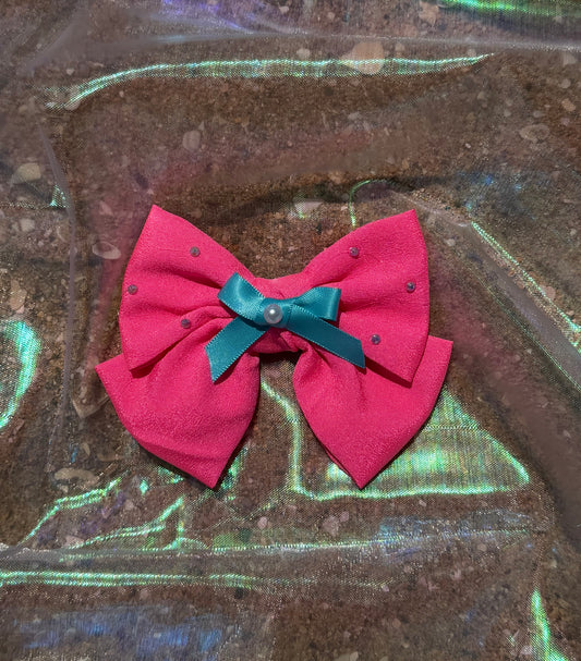 Neon wave bow- pink with blue