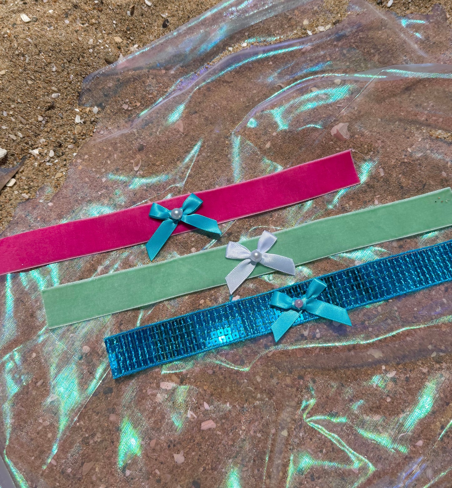 Aqua blue crystal wave choker